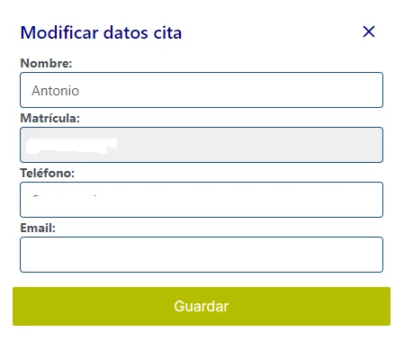 modificar cita itv gandía